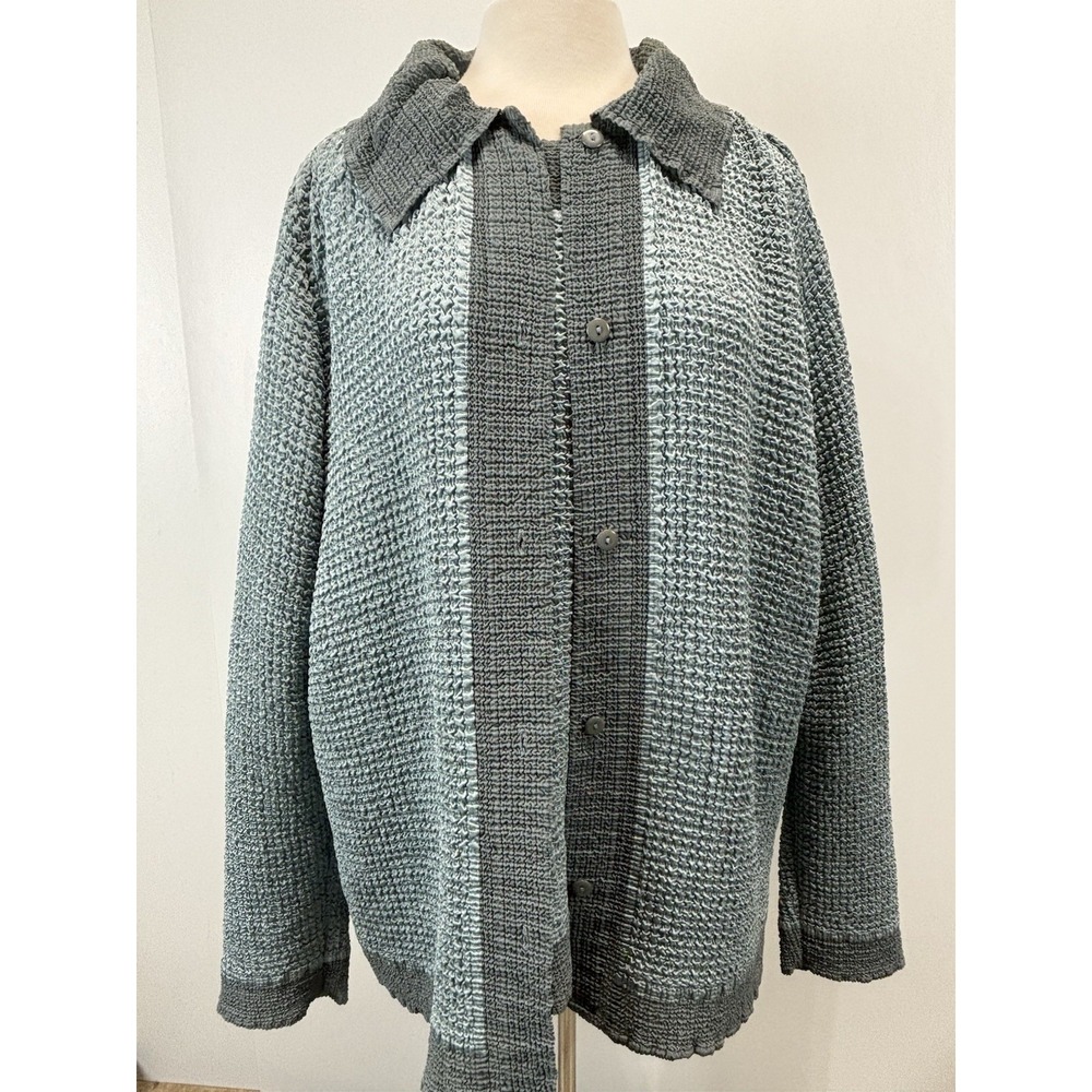 Bala Bala 2 Pc Twin Set Shirt Sz X-Large Women's Green Grey Crinkled Texture Y2K